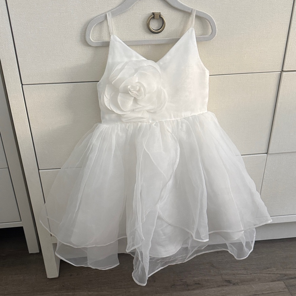JJs House Loa Dress - White Layered Flower-Accent Girls' Formal Dress